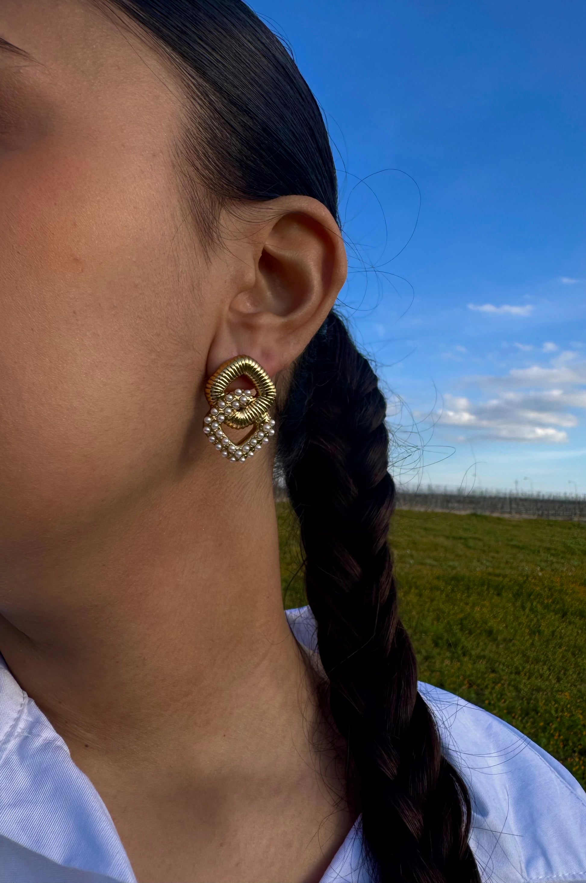 Orecchini pearl and square