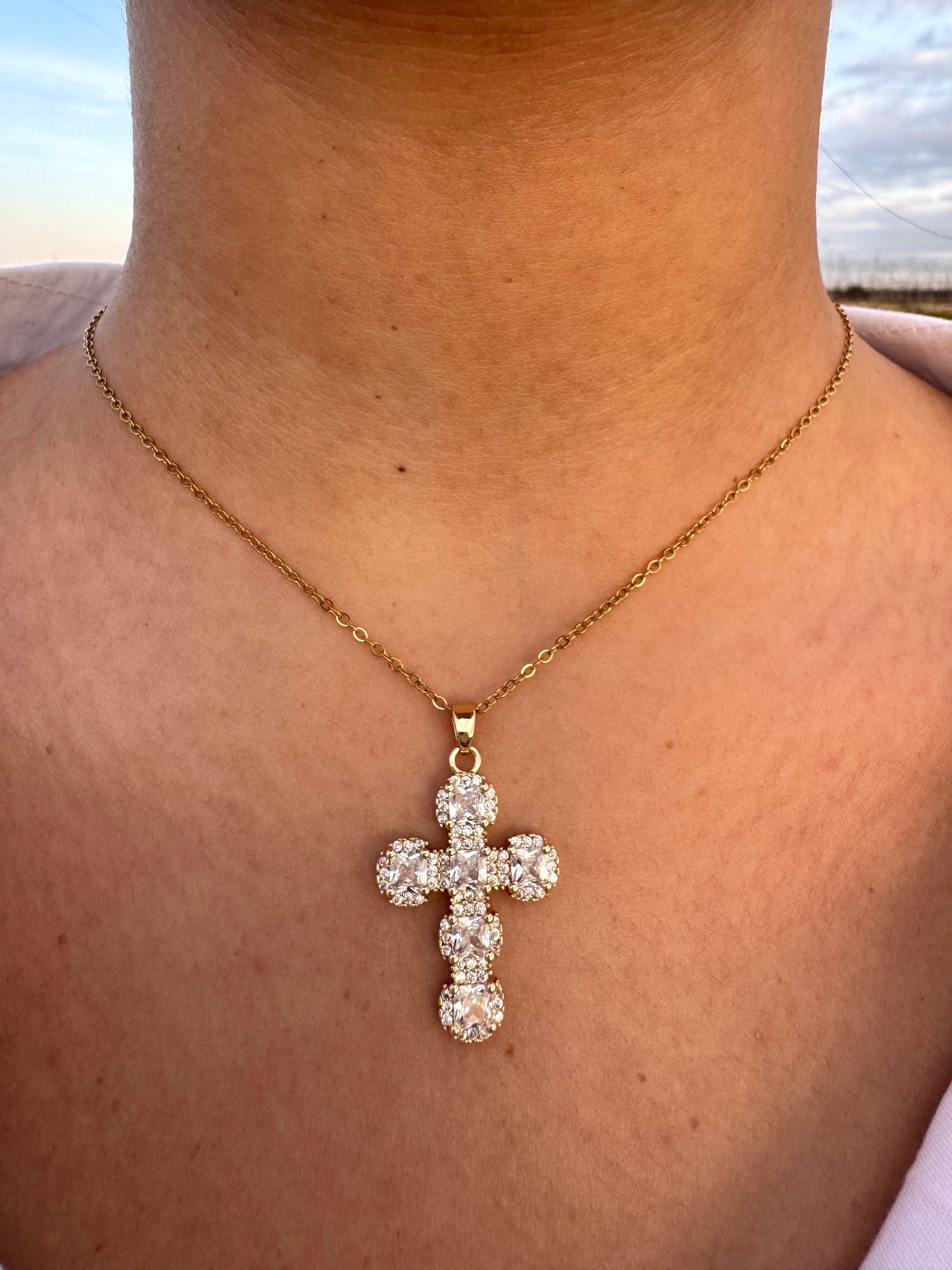 Collana croce diamond gold